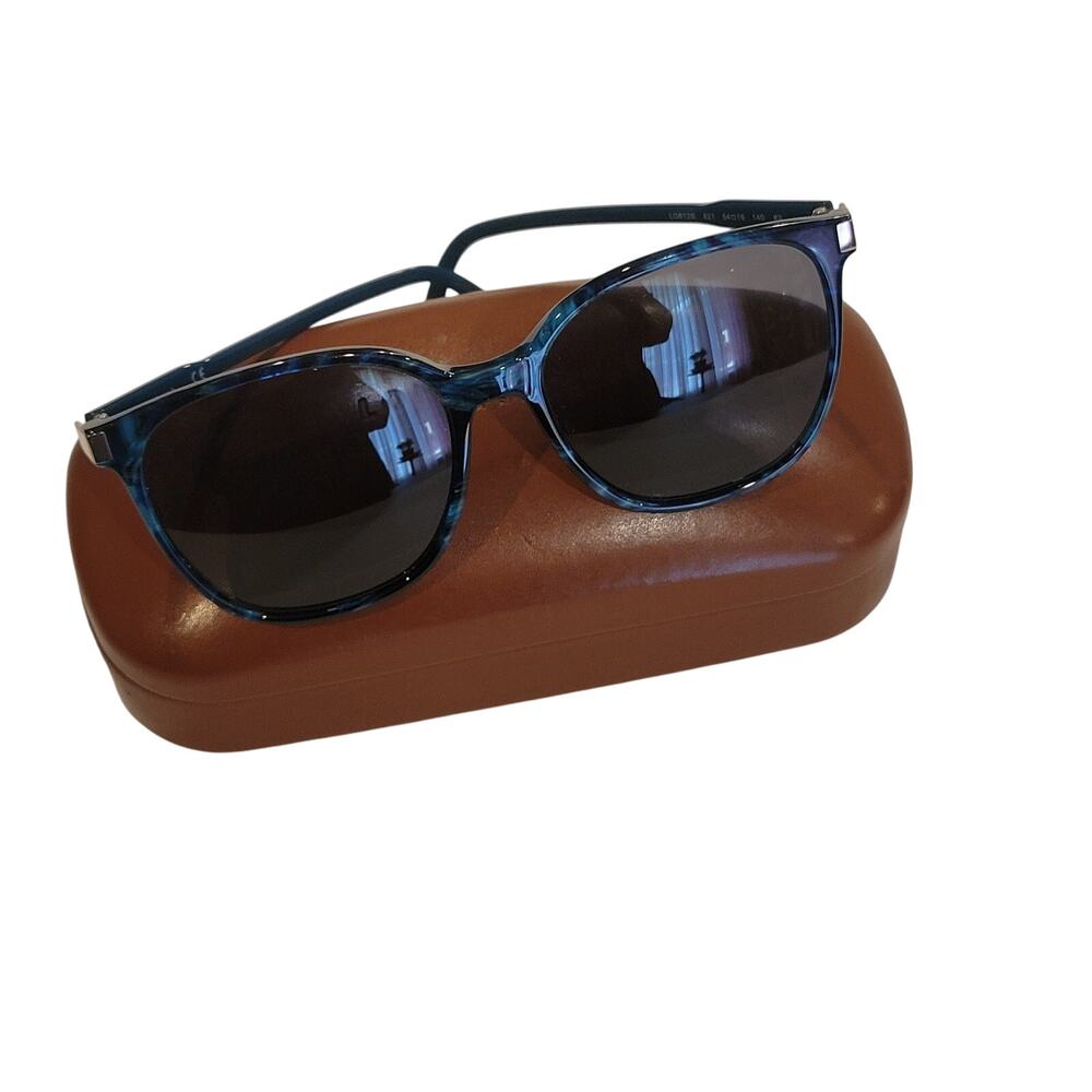 Longchamp Women's Cat Eye Sunglasses Blue/Black LO612S 421 54x16x140 with case